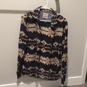 Aztec pattern button up
